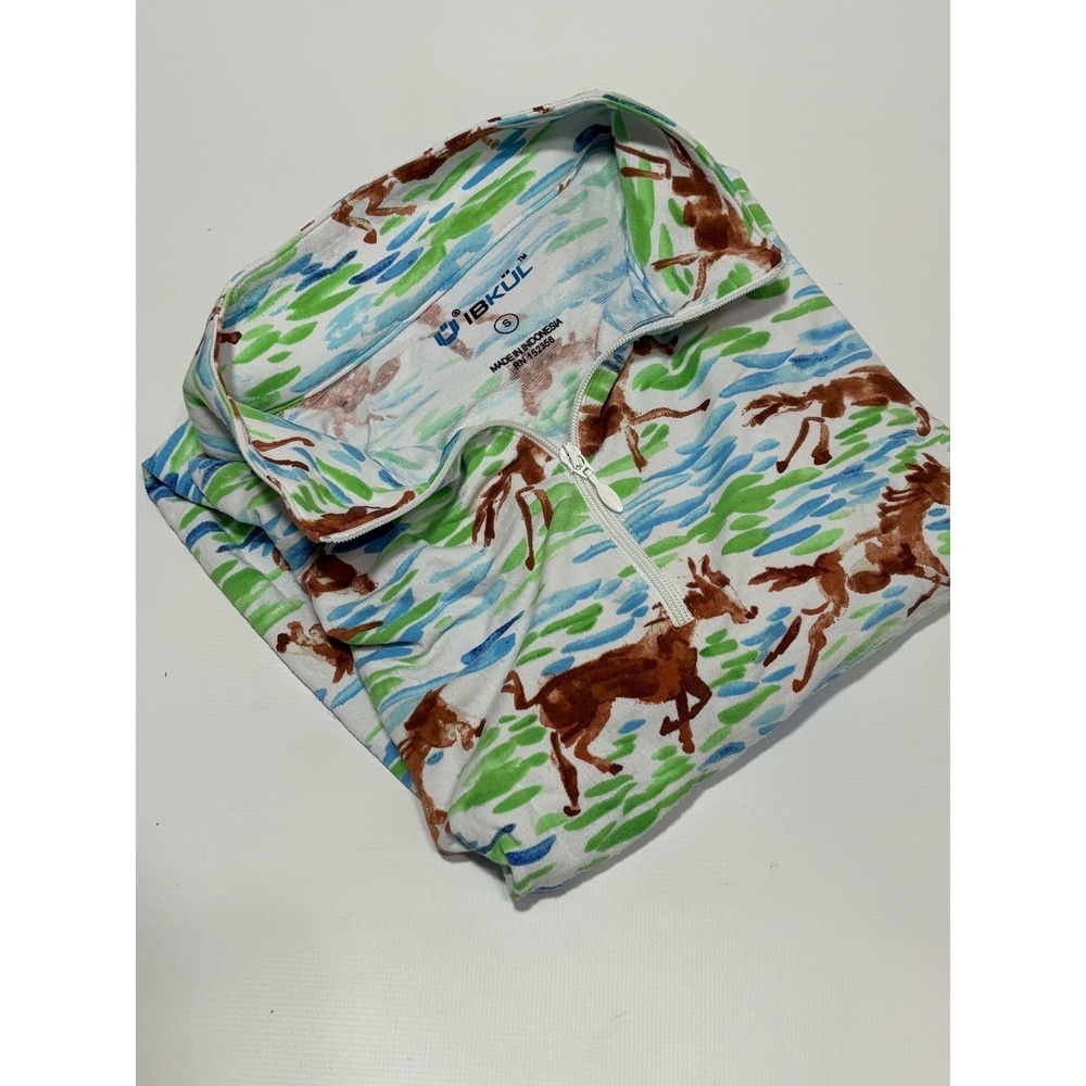 Ibkul Womens S Horse Print Long Sleeve Quarter Zip Pickleball Golf Shirt Blue - Picture 9 of 10